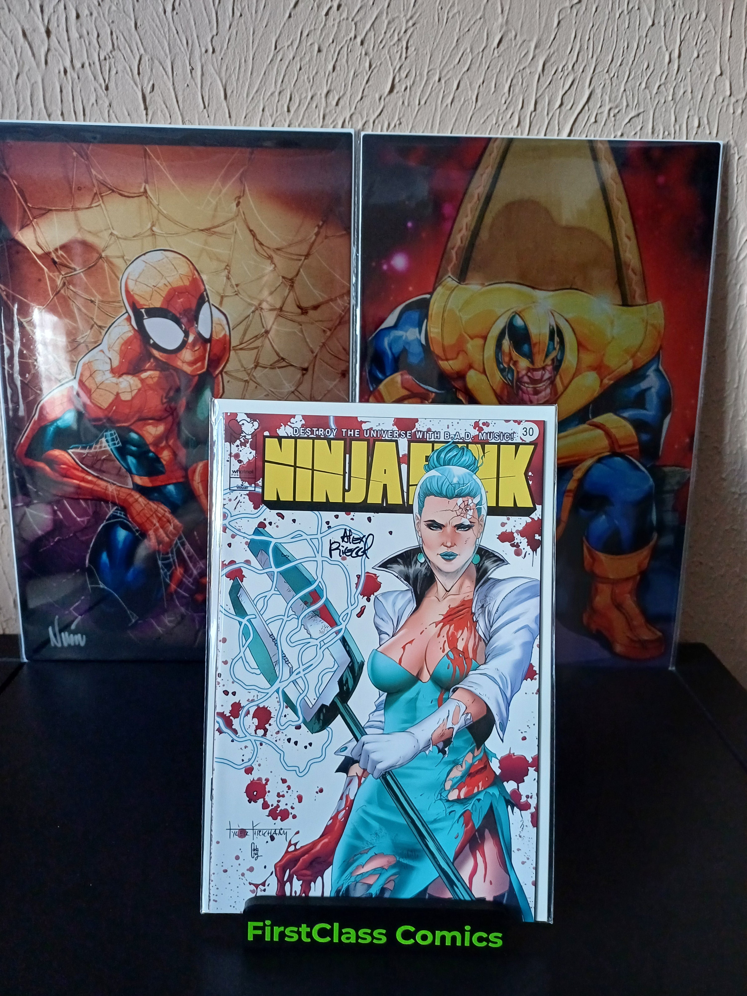 Ninja Funk #3 Virgin Battle Damage Kirkham Alex Riegel Signed With COA