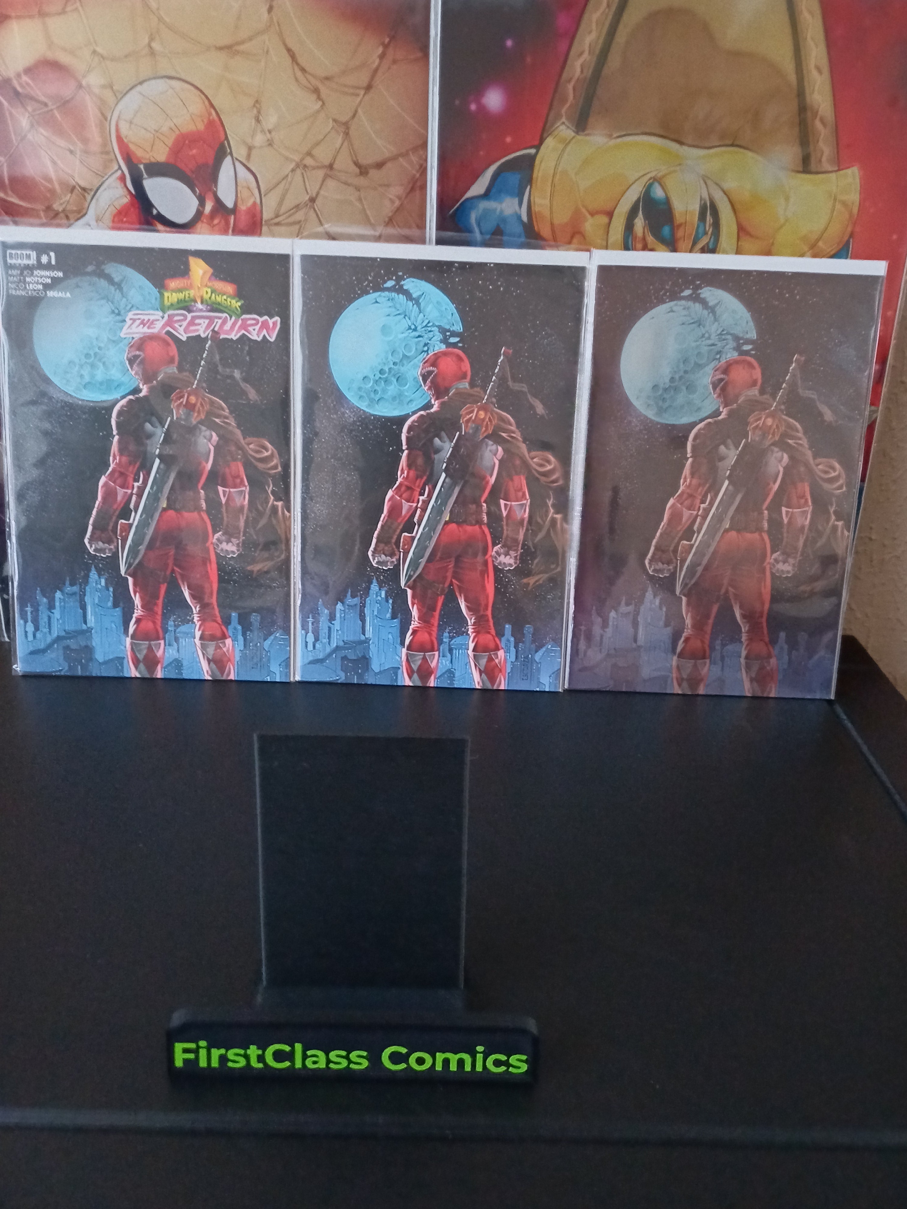 Mighty Morphin Power Rangers: The Return #1 Blue Moon Mega Trade Virgin Foil Set