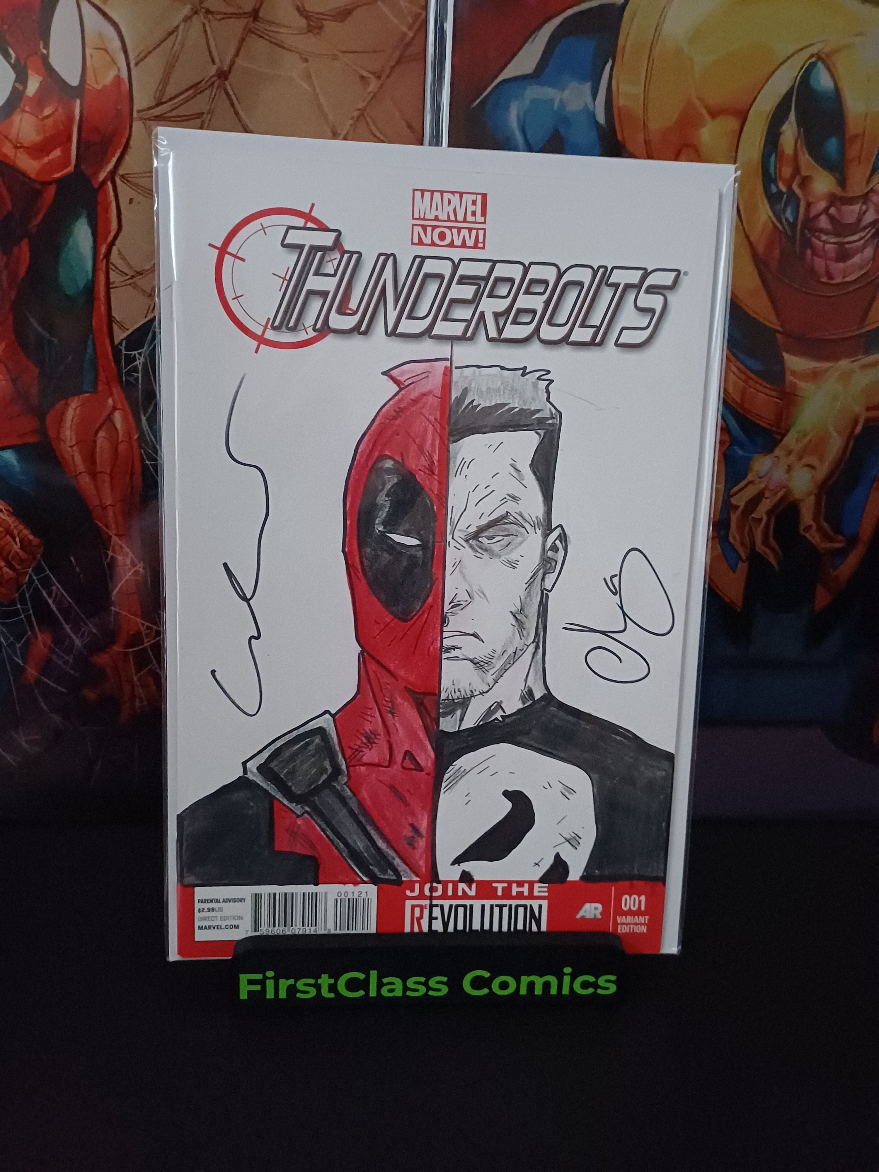 MARVEL NOW  THUNDERBOLTS #1  Original Sketch 2x Signed Escorza bro With COA