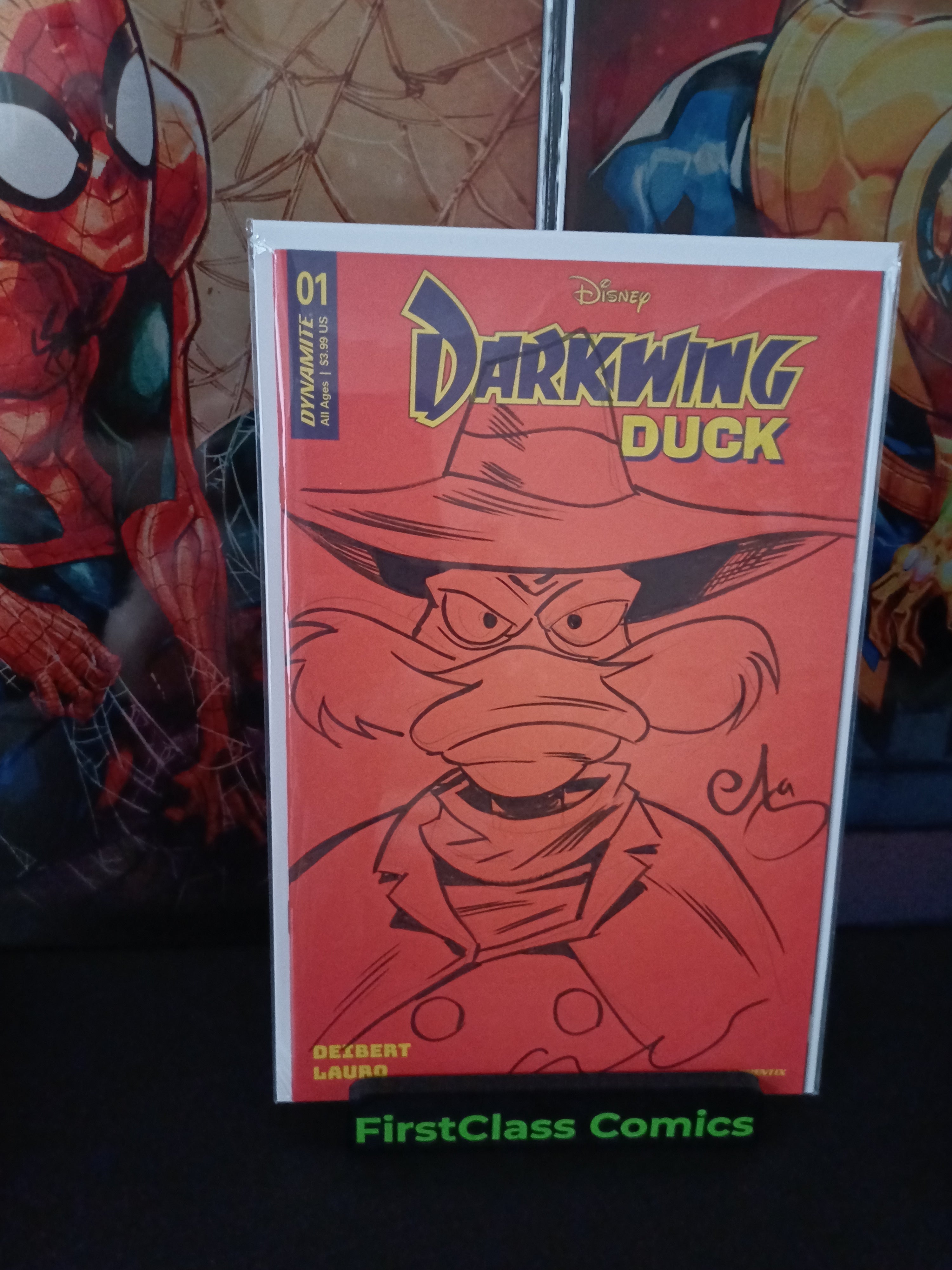 Disney Darwin Duck #1 Original Sketch 2x Signed Escorza bro With COA