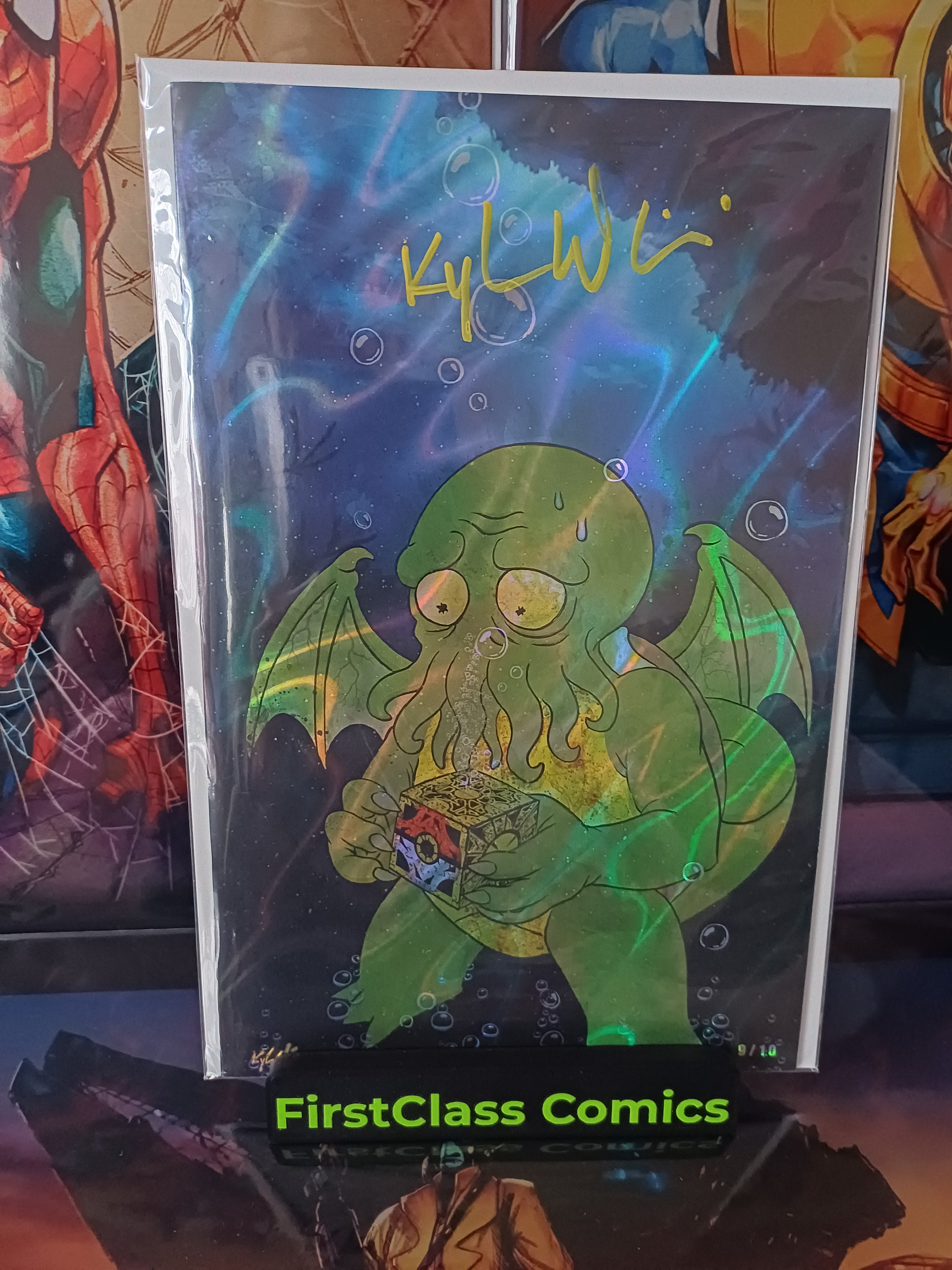 Monstemom Zombie Luna #1 Virgin Lava Foil Signed Kyle Willis W COA Ltd 9/10