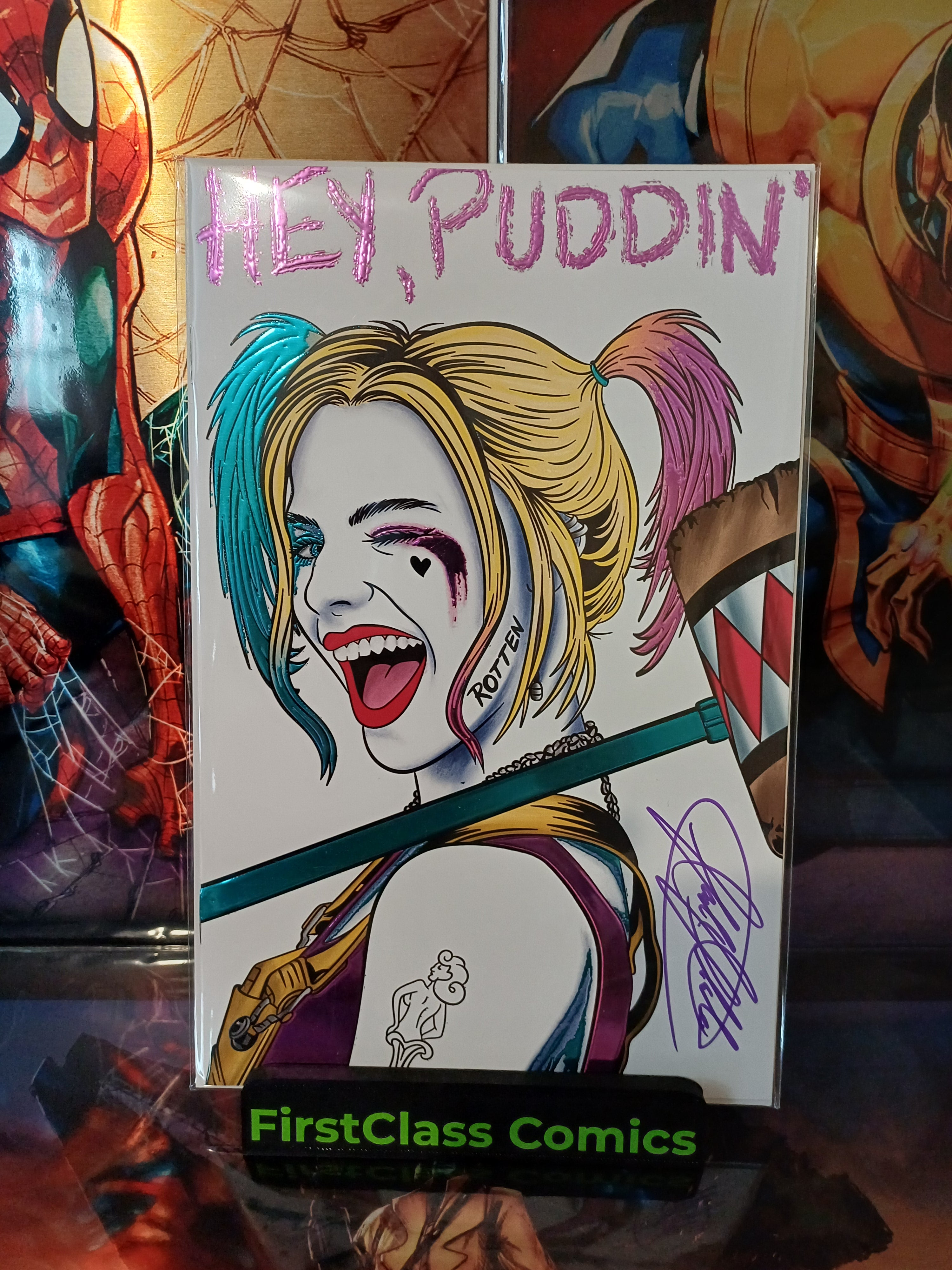HEY, PUDDIN ? STRAKA EMBOSSED FOIL MEGACON EXCLUSIVE 7/90 SIG 2COA