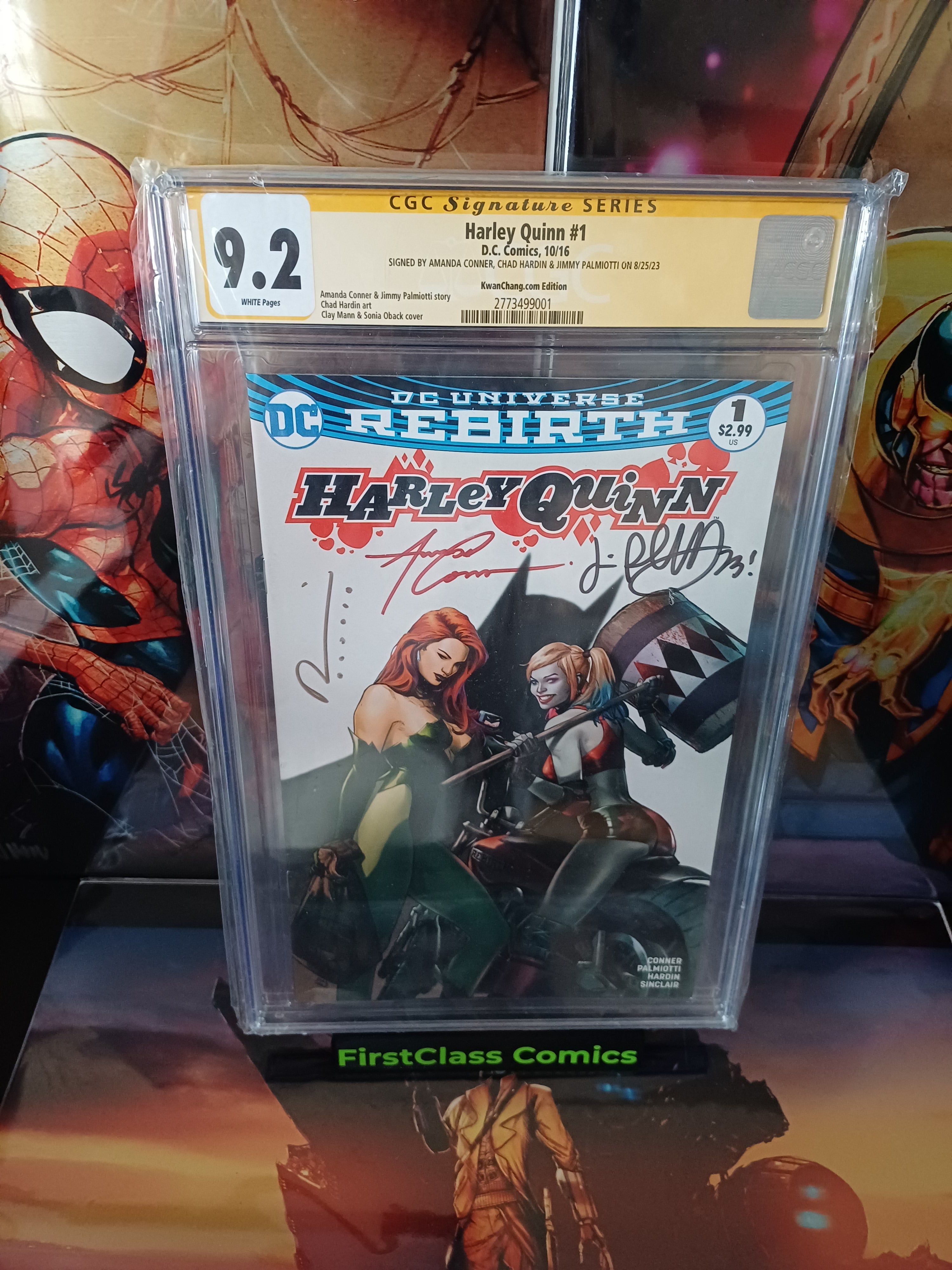 Harley Quinn # 1 CGC 9.2 KwanChang.com Edition 3x Signed