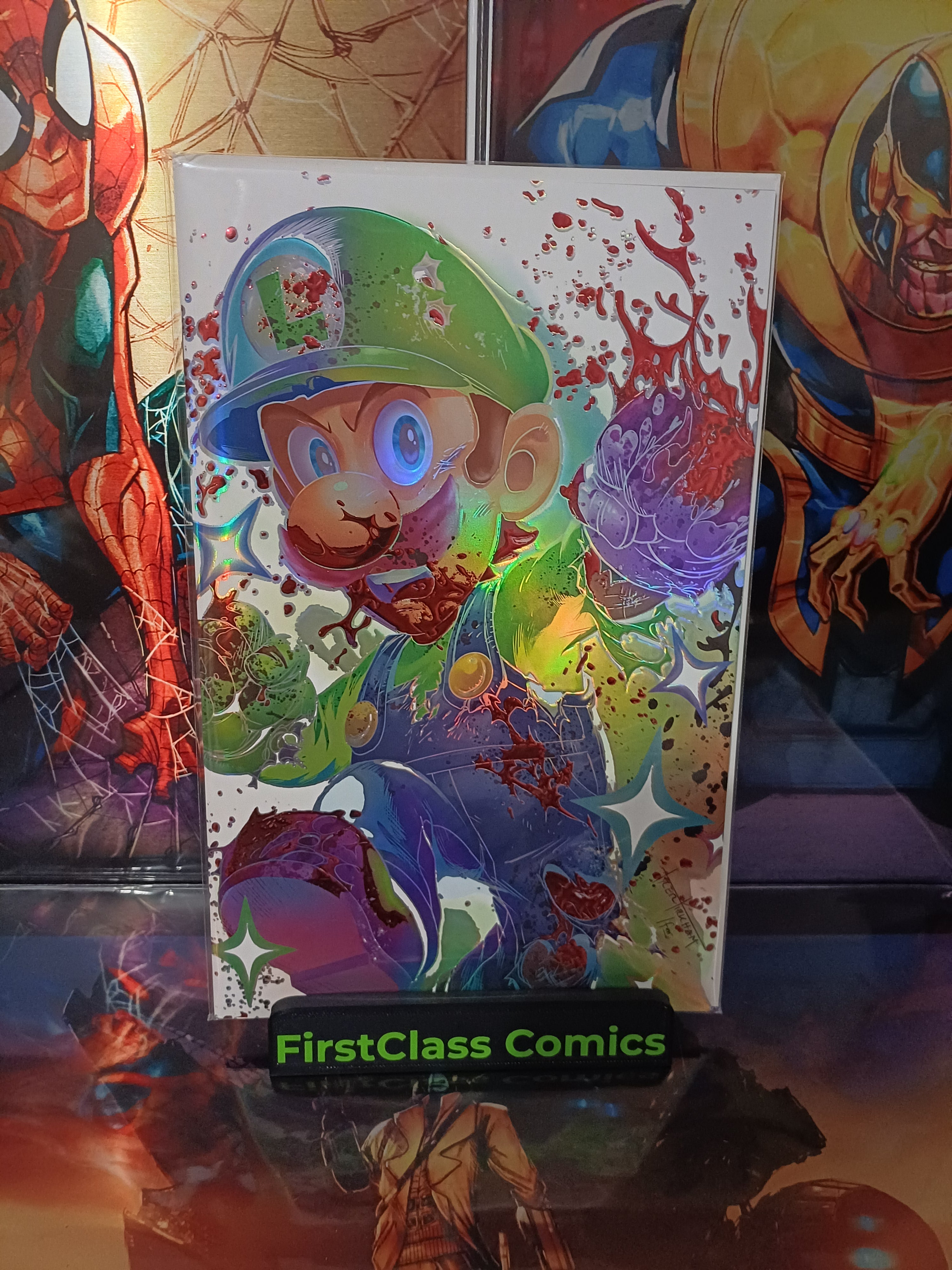 Secret Drop Megacon Miyamoto Super Star Luigi LTD 150 Kirkham Embossed Foil