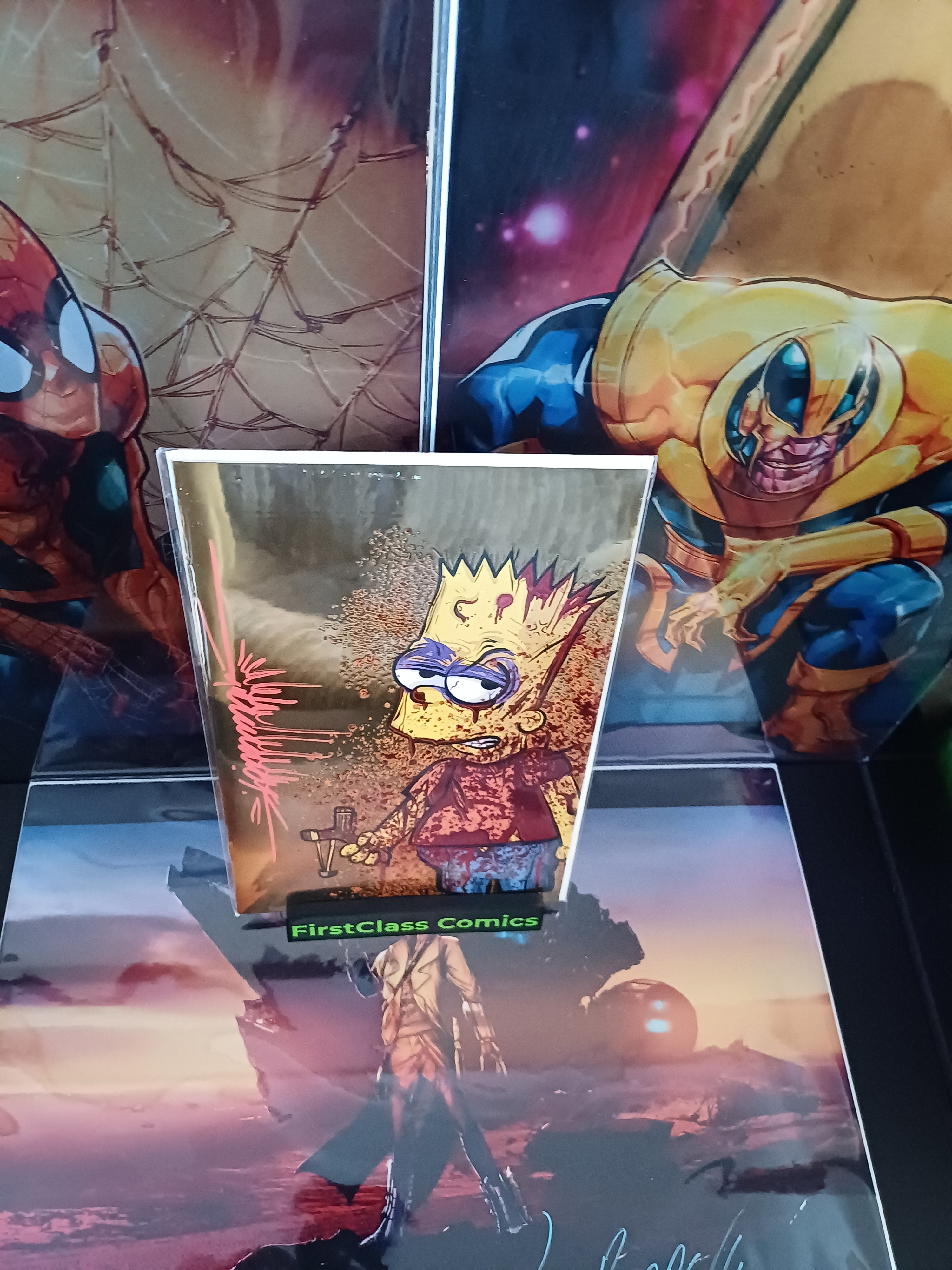 Bart Simpson Gorkem BloodyEmbossed Gold Foil Signed By Gorkem Demir With COA