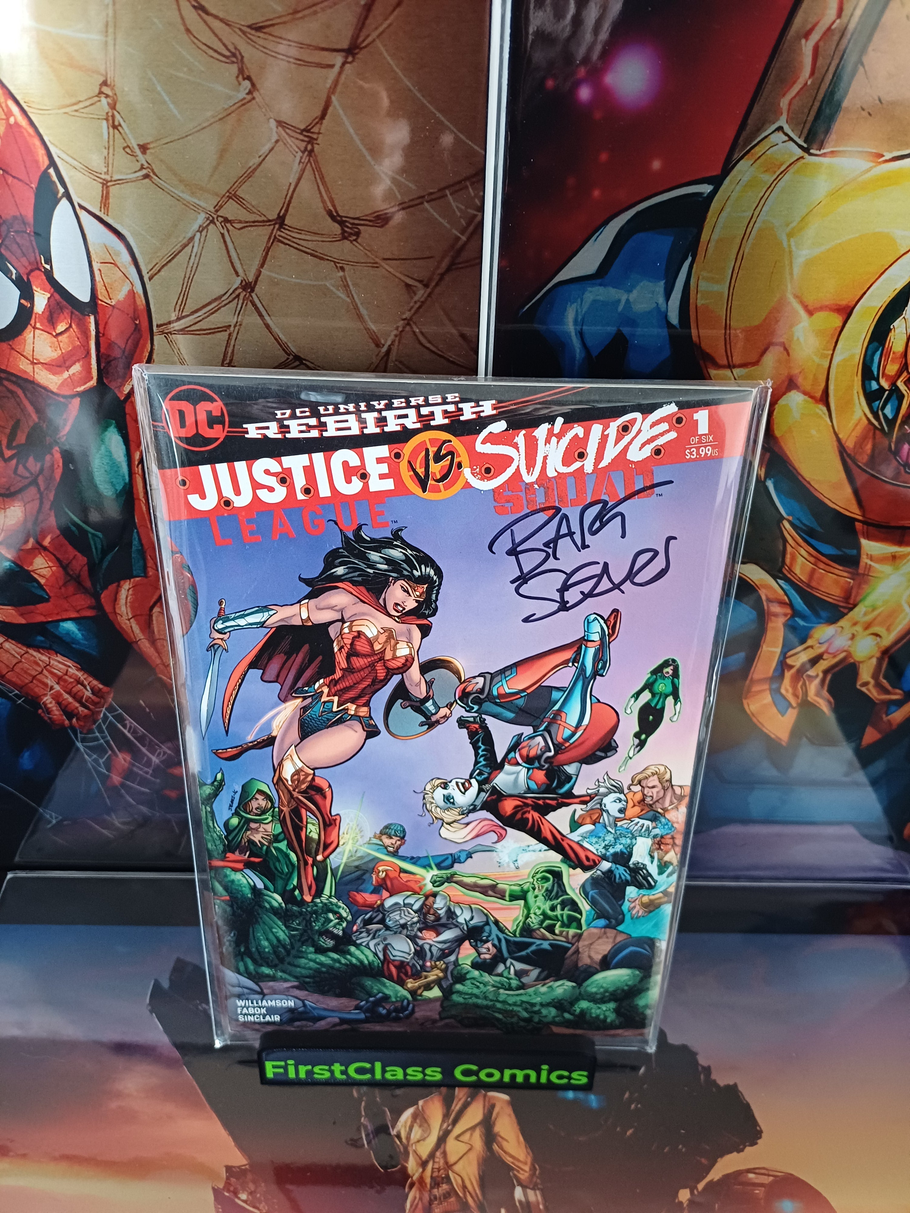 JUSTICE LEAGUE VS SUICIDE SQUAD #1 BATTLE VARIANT SIGNED BY BART SEARS