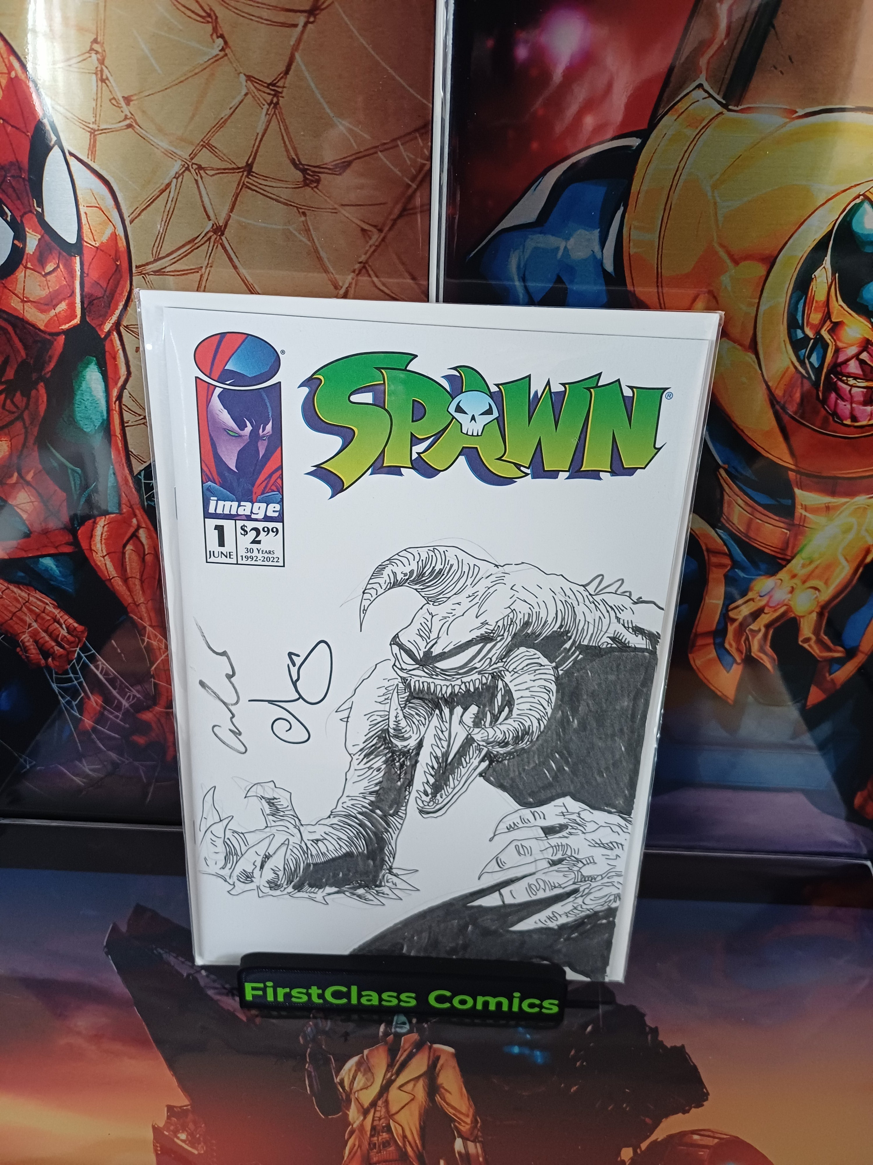 SPAWN #1 BLANK SPAWN VIOLATOR SKETCH SIGNED By ESCORZA BROTHERS With COA