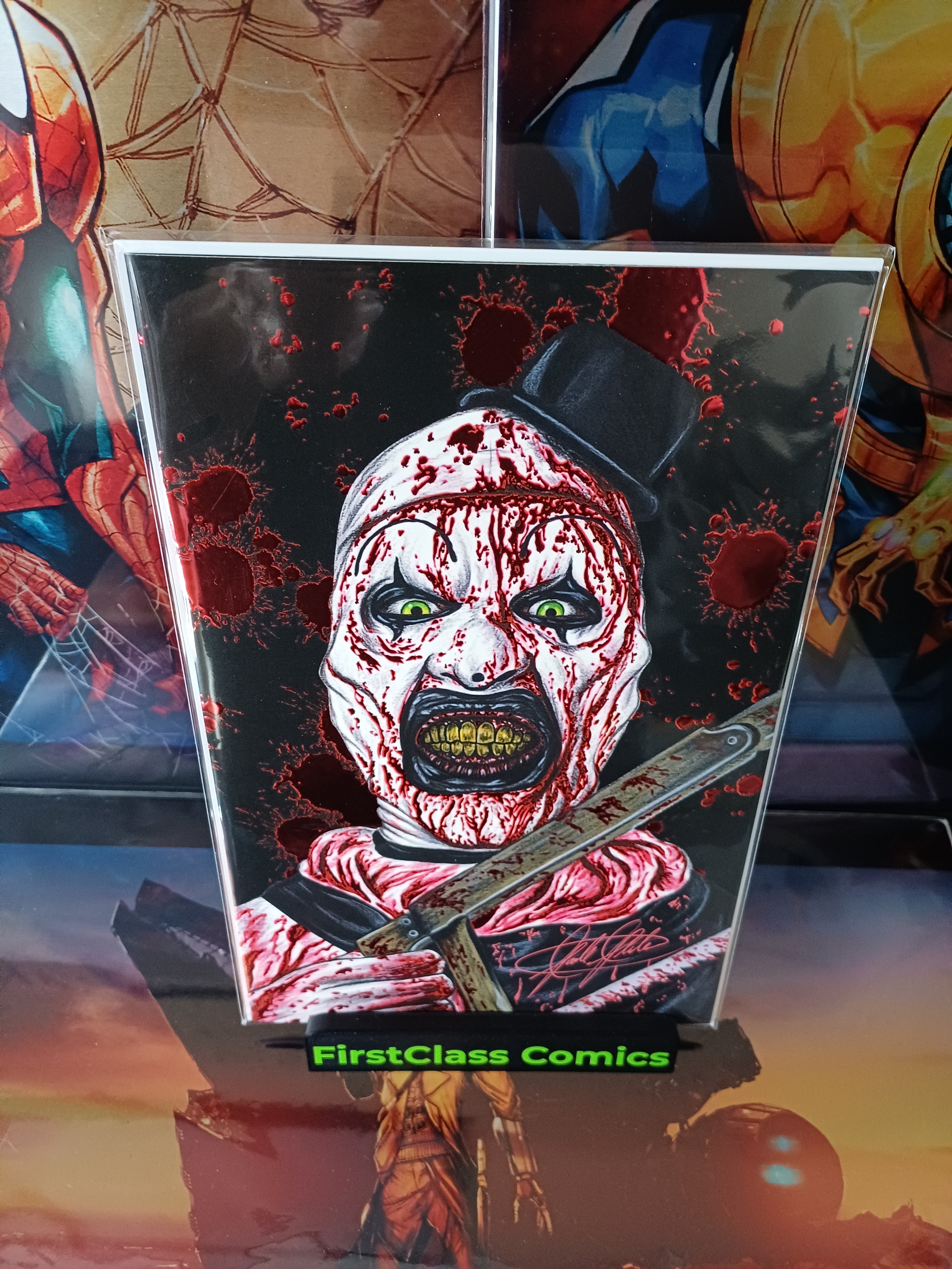 TERRIFIER EMBOSSED FOIL SCOTT STRAKA SIGNED BLOOD DRIP 35/40