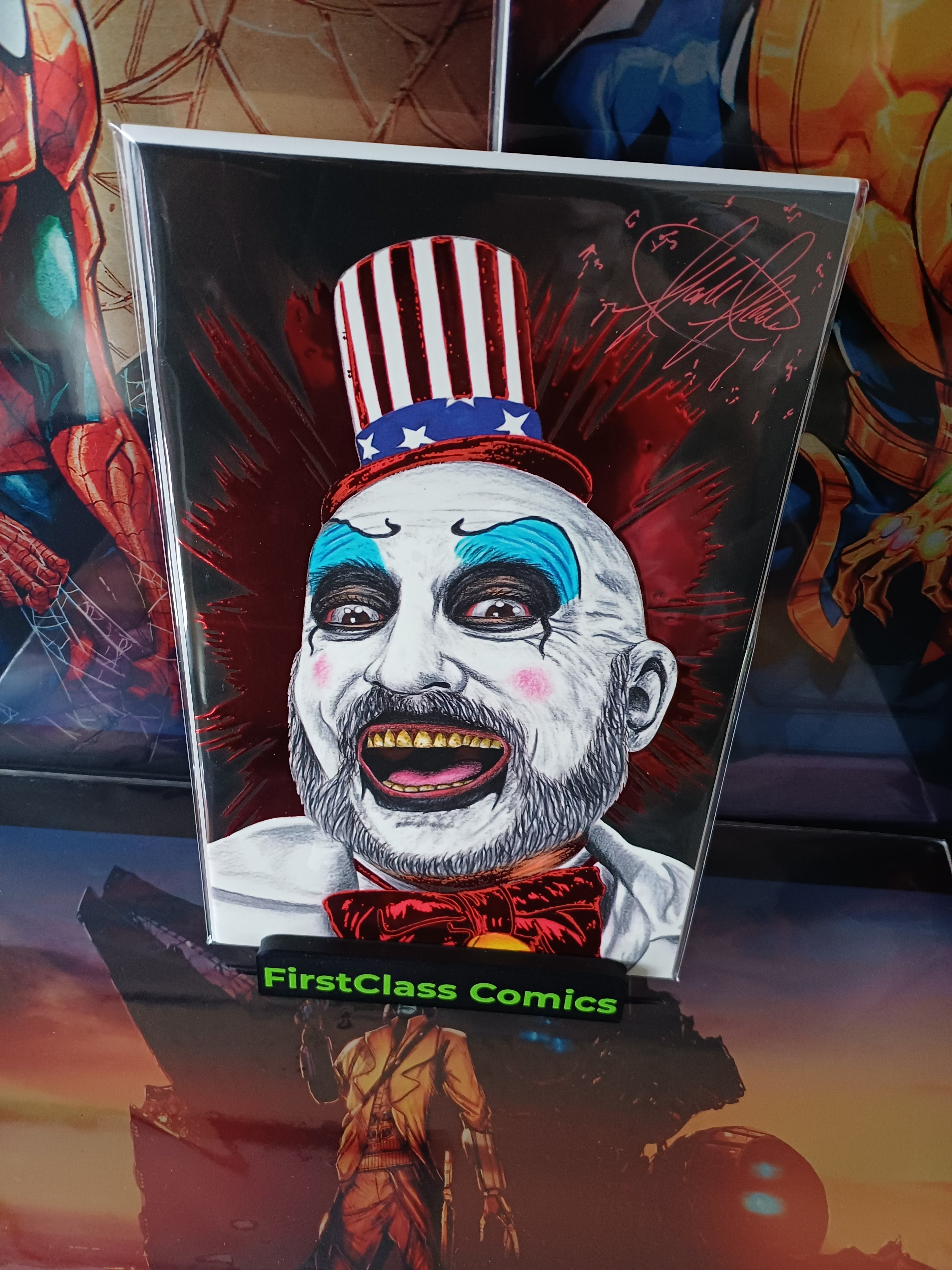 CAPTAIN SPAULDING EMBOSSED FOIL SCOTT STRAKA SIGNED BLOOD DRIP 26/40